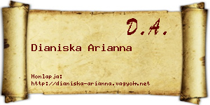 Dianiska Arianna névjegykártya